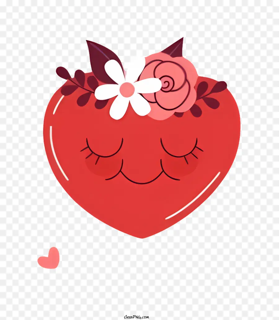 Objet En Forme De Coeur Rouge，Coeur Avec Des Fleurs PNG