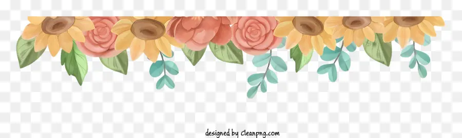 Guirlande Florale，Colorés Roses PNG