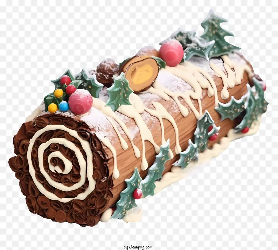 Gâteau D'arbre De Noël，Bûche Décorée PNG