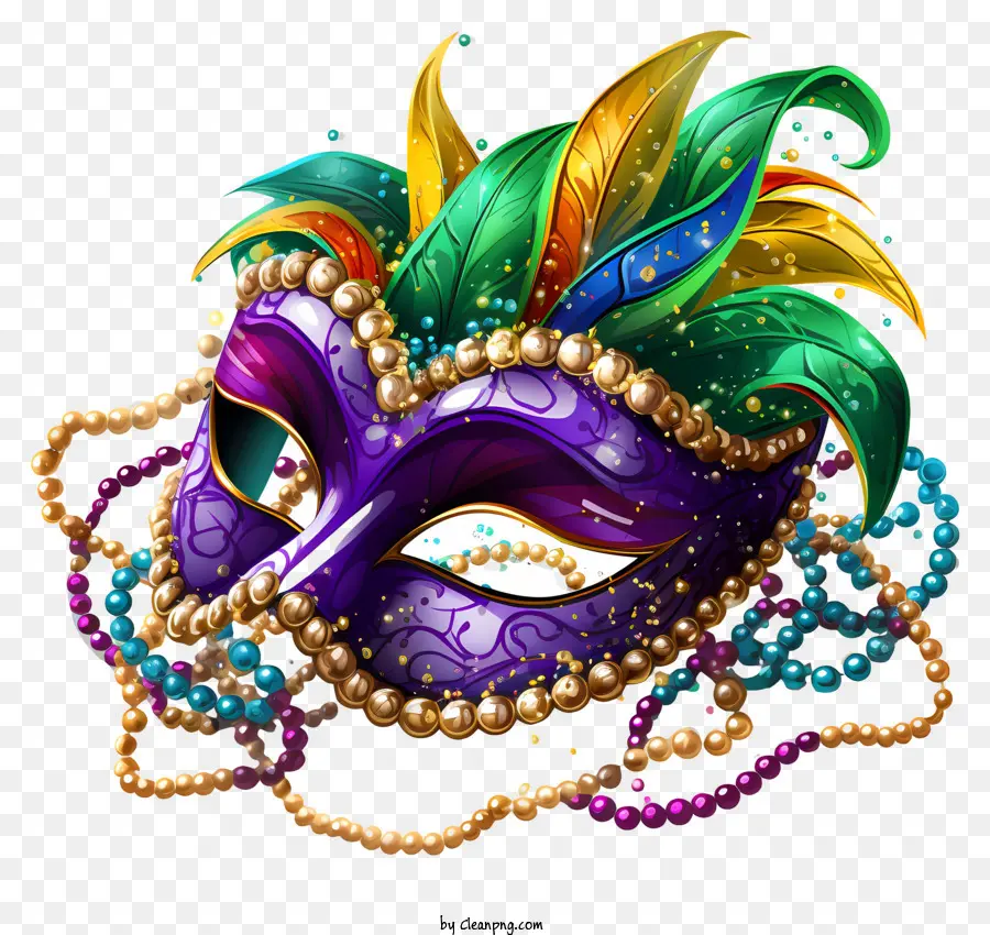 Mardi Gras Masque，Plumes Colorées PNG