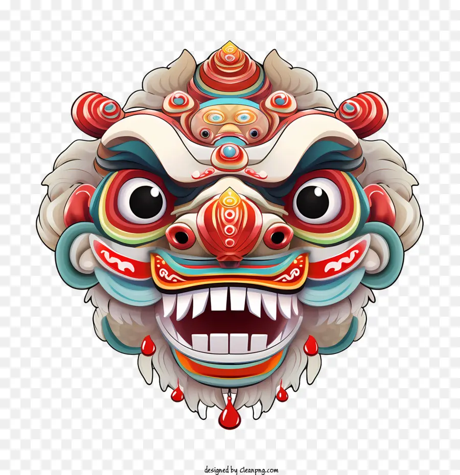 Tête De Danse Du Lion Chinois，Masque De Dragon PNG