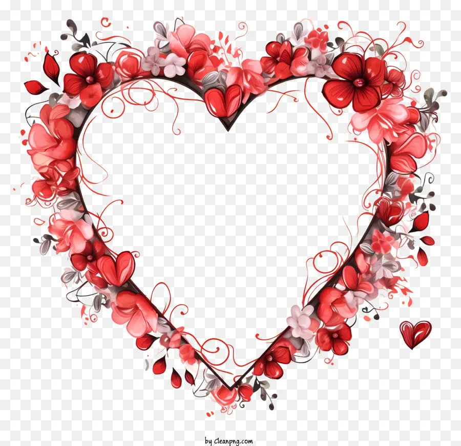 Heartshaped Cadre，Fleurs Rouges PNG