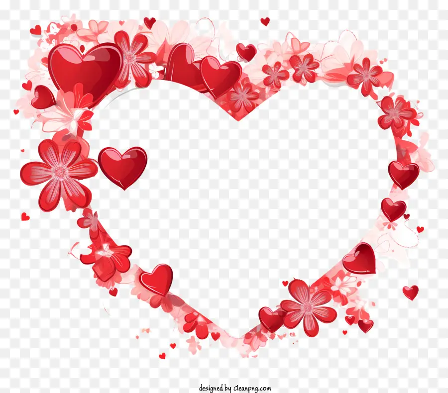 Heartshaped Cadre，Le Rouge Et Le Rose Des Fleurs PNG