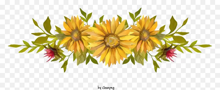 Arrangement De Fleurs，Tournesols Jaunes PNG