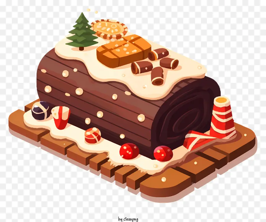 Gâteau，Bûche Au Chocolat PNG