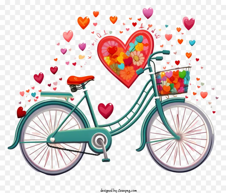 Vélo Avec Panier，Heartshaped Panier PNG