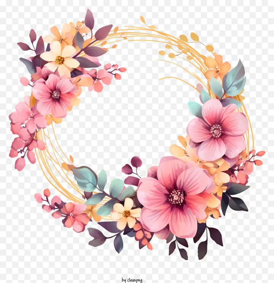 Couronne De Fleurs，De Rose Et De Violet Fleurs PNG