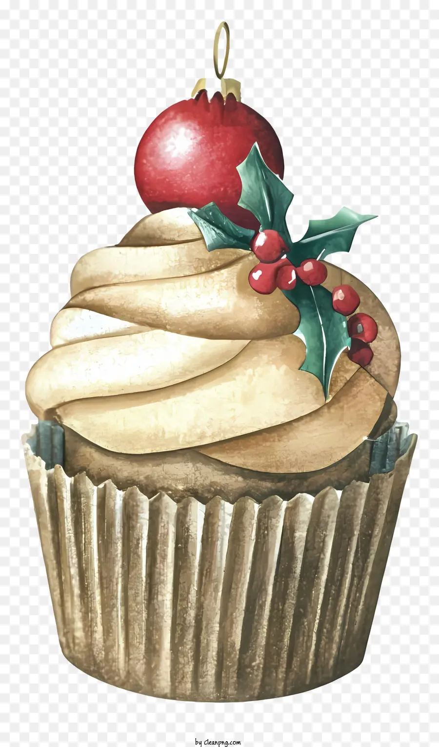 Cupcake，Décoration Rouge Et Vert PNG