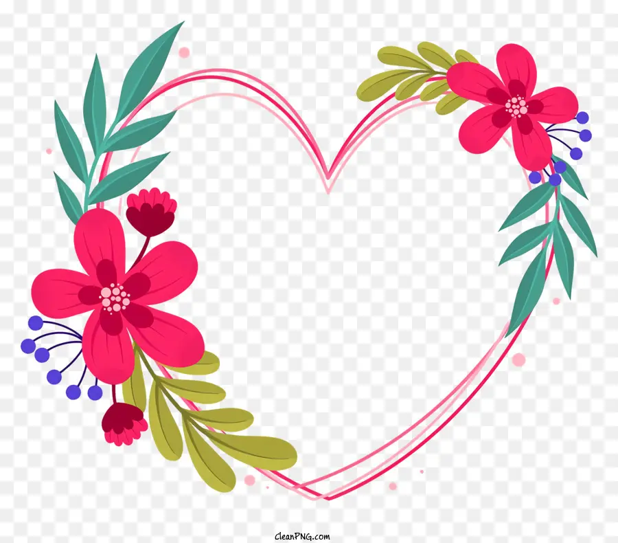 Heartshaped Couronne，Fleurs Roses PNG