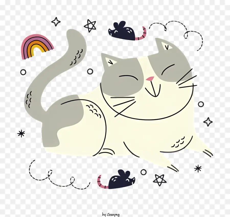 Chat Blanc Et Gris，Chat De Dessin Animé PNG