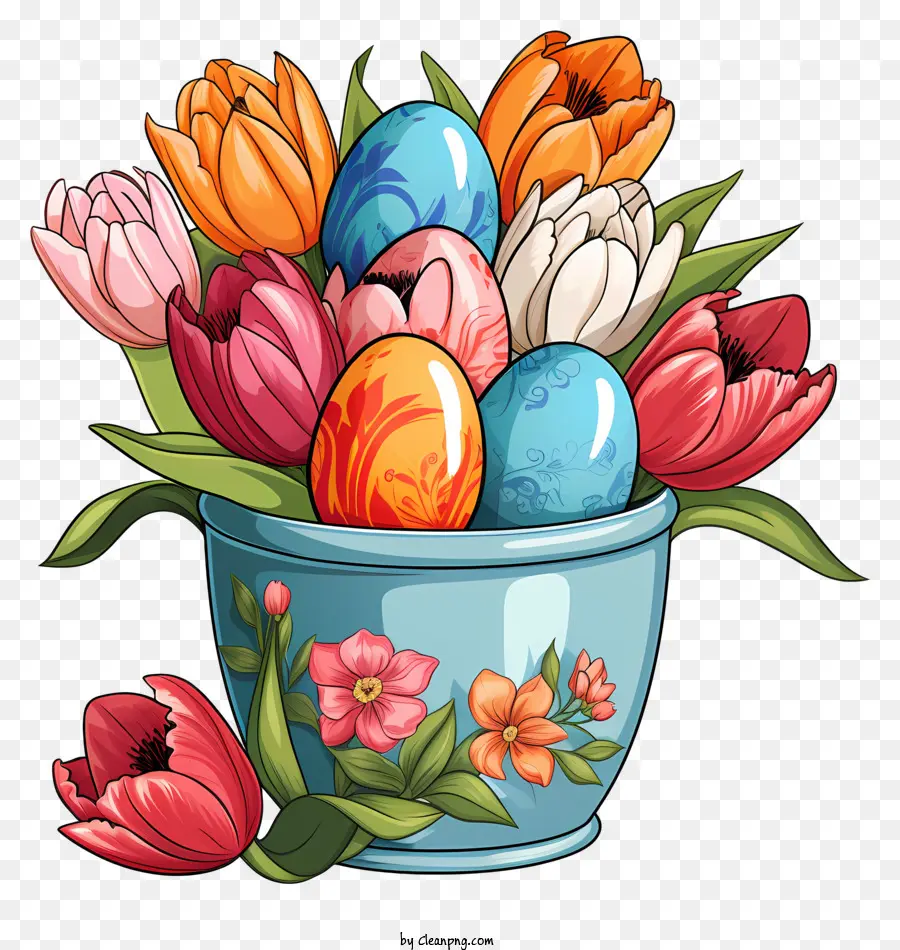 Oeufs De Pâques，Vase à Fleurs PNG