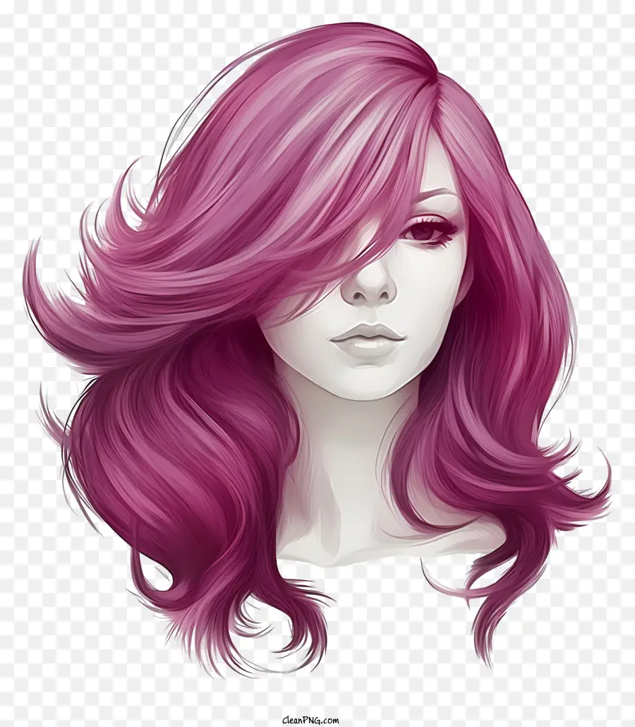 Femme Aux Cheveux Roses，Perruque Violette PNG