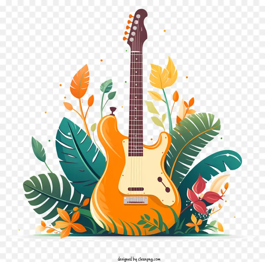 Guitare，Guitare Avec Des Fleurs PNG