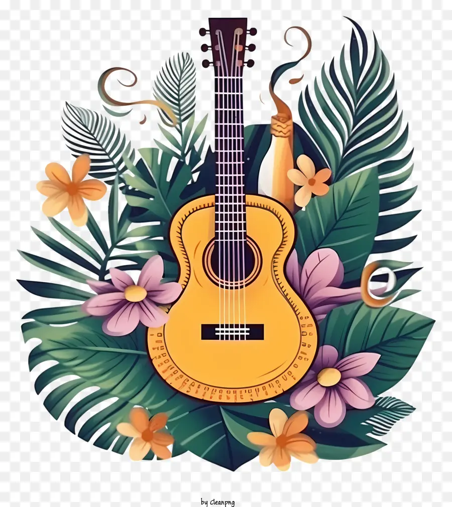 Jaune De La Guitare，Fleurs Tropicales PNG