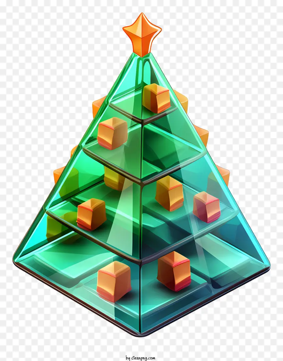 Arbre De Noël 3d，Cube De Verre PNG