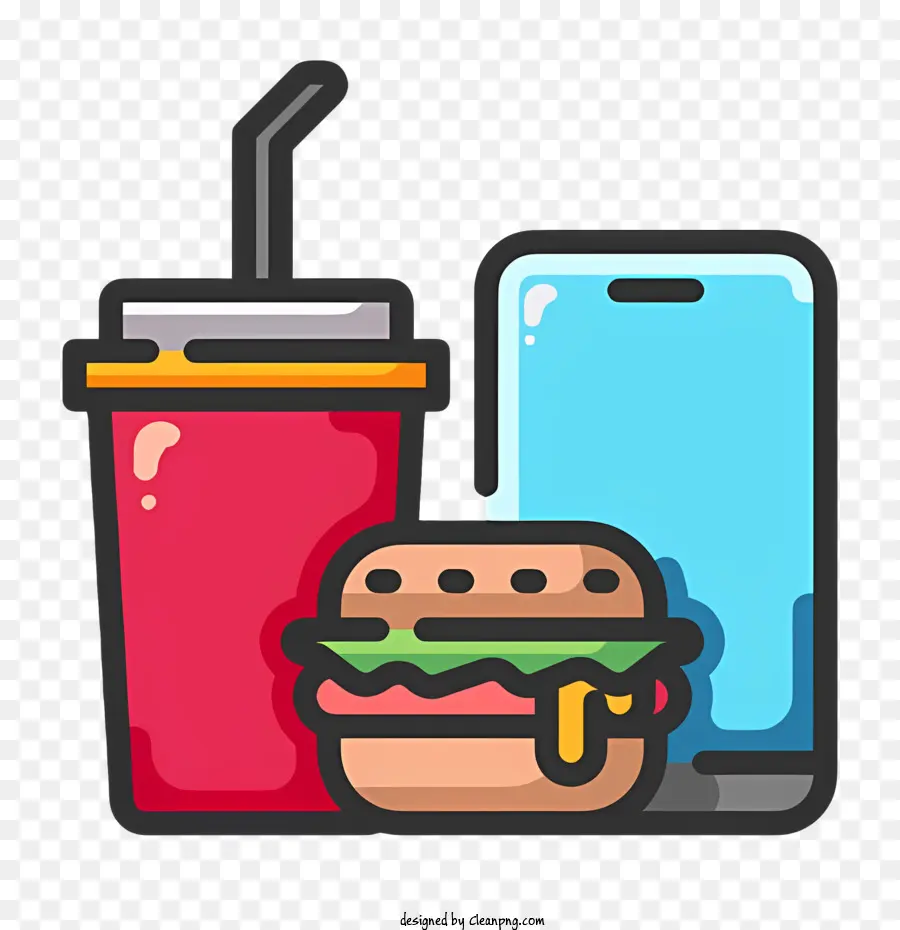 Restauration Rapide，Burger Boisson Et Téléphone PNG