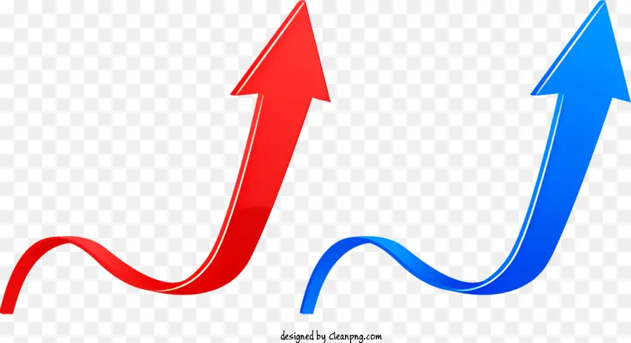 Ligne Courbe，Flèches Vers Le Haut Rouges Et Bleues PNG