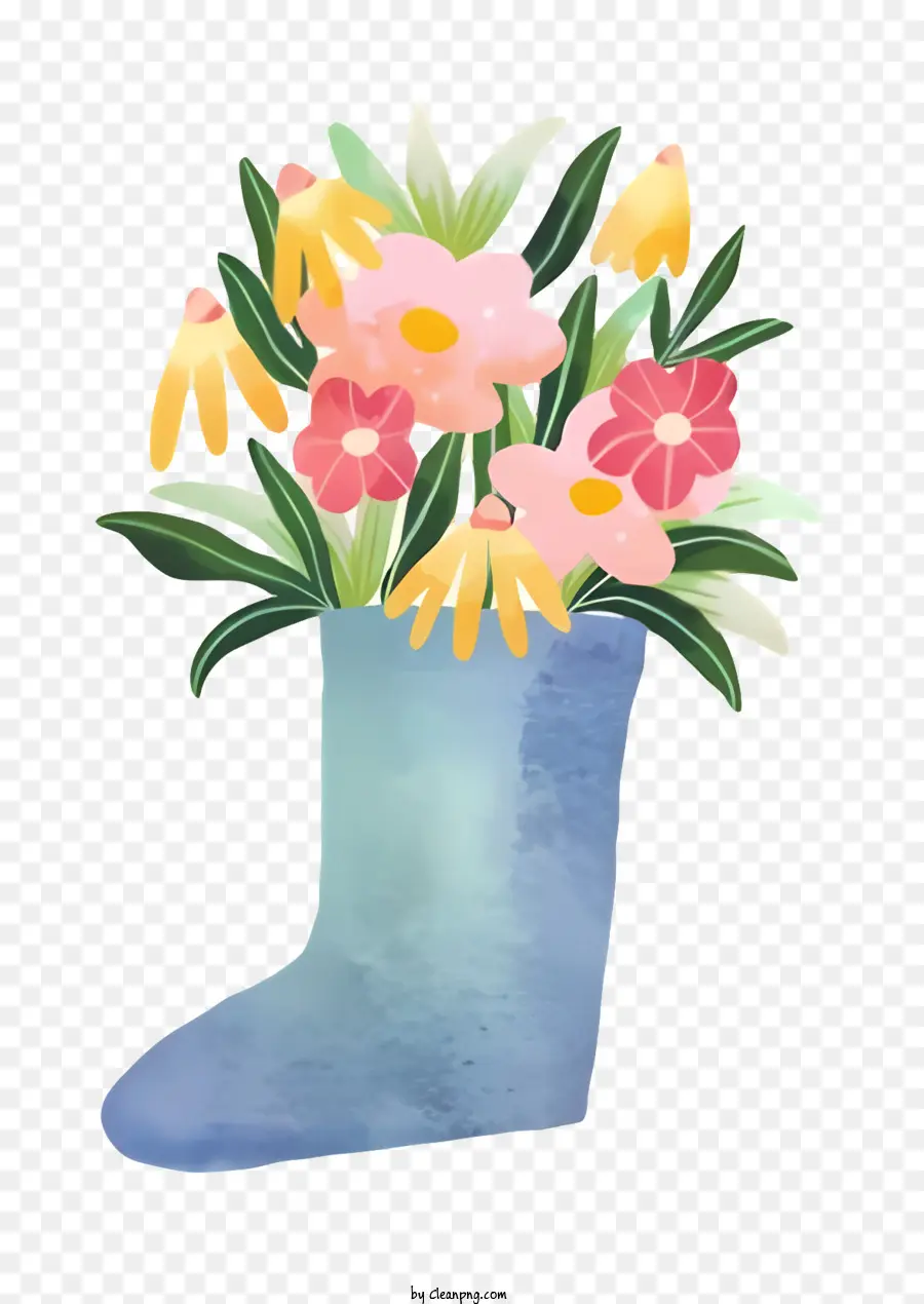 Botte Bleue，Fleurs En Botte PNG