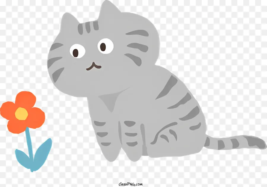 Gris Chat，Fleur PNG