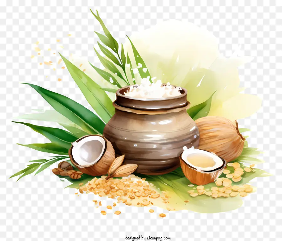 Riz，Pot En Argile à La Noix De Coco PNG