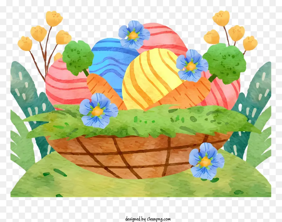 Illustration Aquarelle，Panier De Pâques PNG