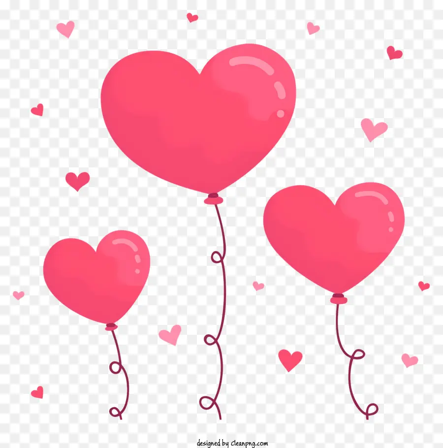 Ballons Roses，Ballons Coeur PNG