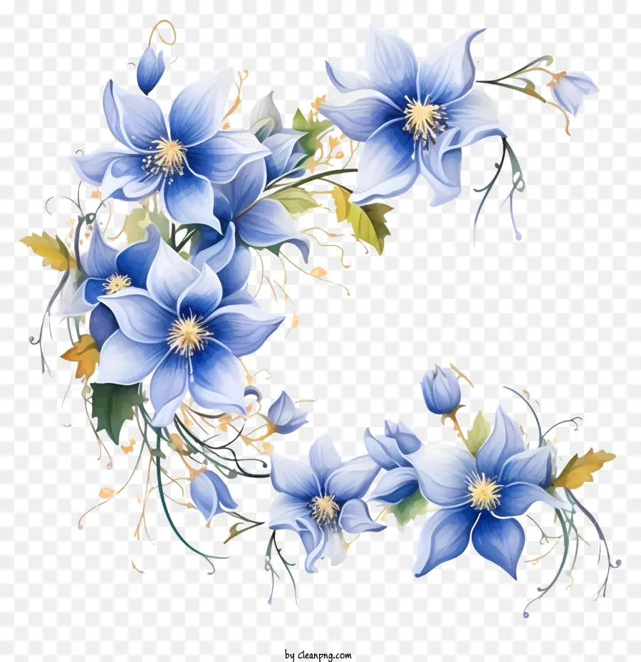 Fleurs Bleues，Arrangement Circulaire PNG