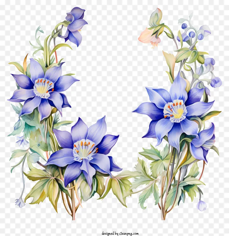 Fleur Bleue，Pétales Blancs PNG