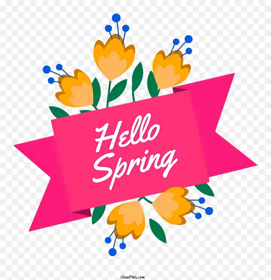 Fleurs De Printemps，Hello Spring Banner PNG