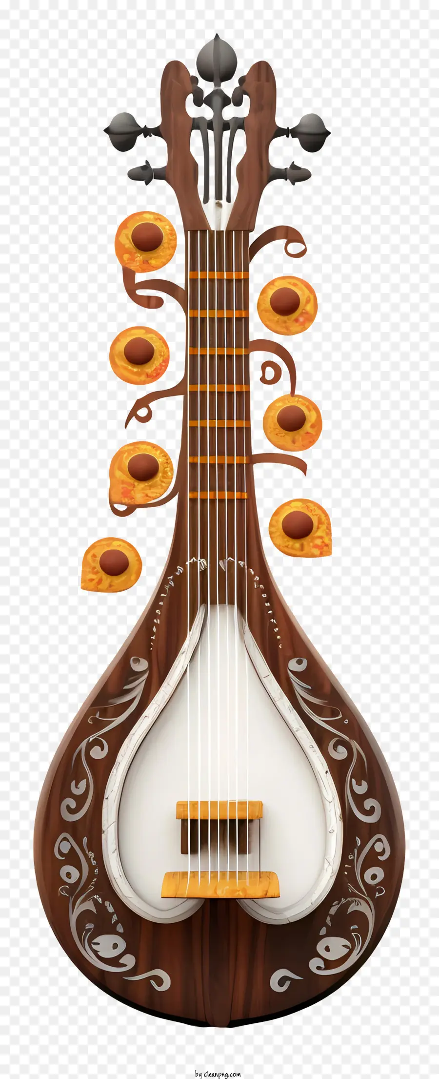 Sitar，Instrument à Cordes Orné PNG