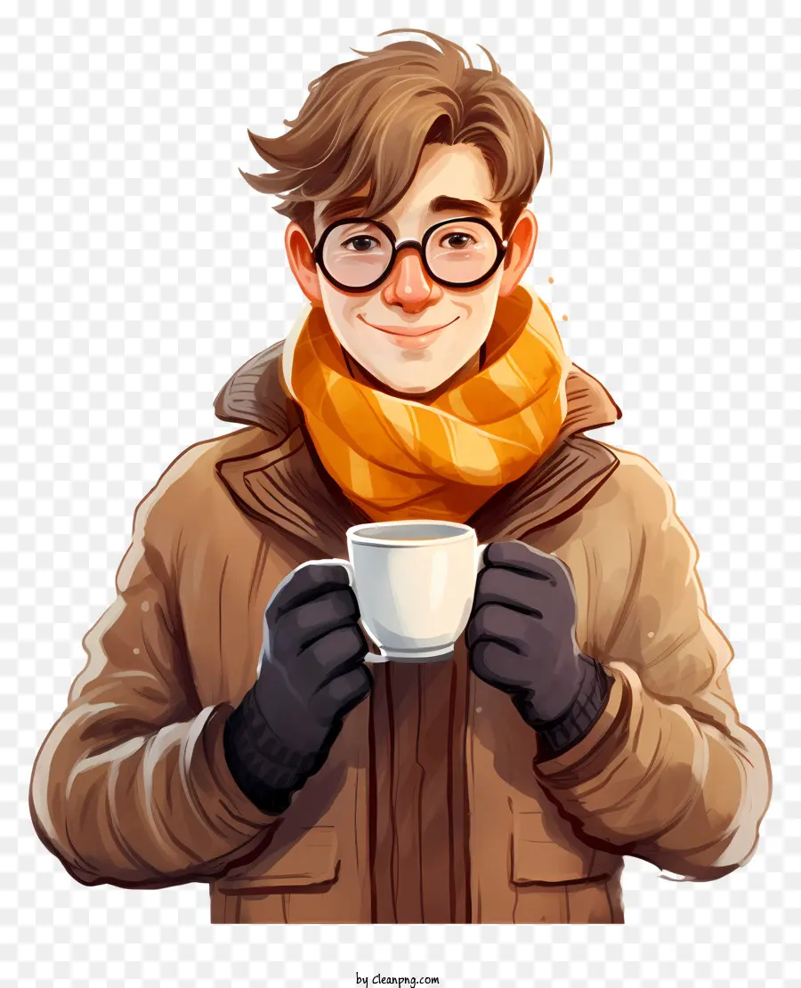 Dessin Animé，Garçon Avec Une Tasse PNG