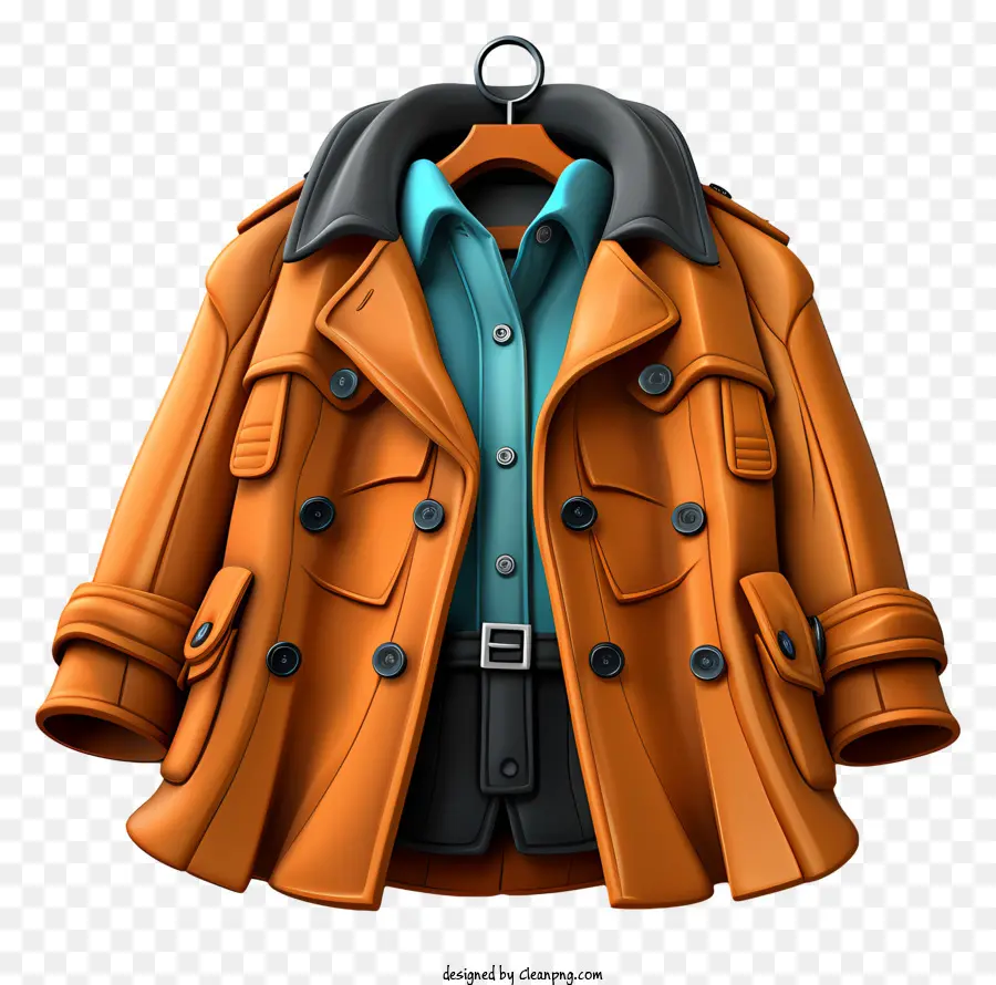 Trench Coat Orange，Rack Pour Les Vêtements Suspendus PNG