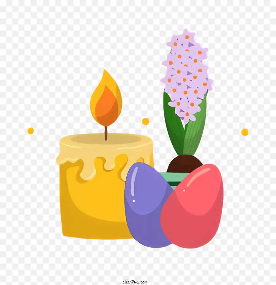 Bougie Avec Une Fleur，Bougie à Fleurs Jaune Et Rose PNG