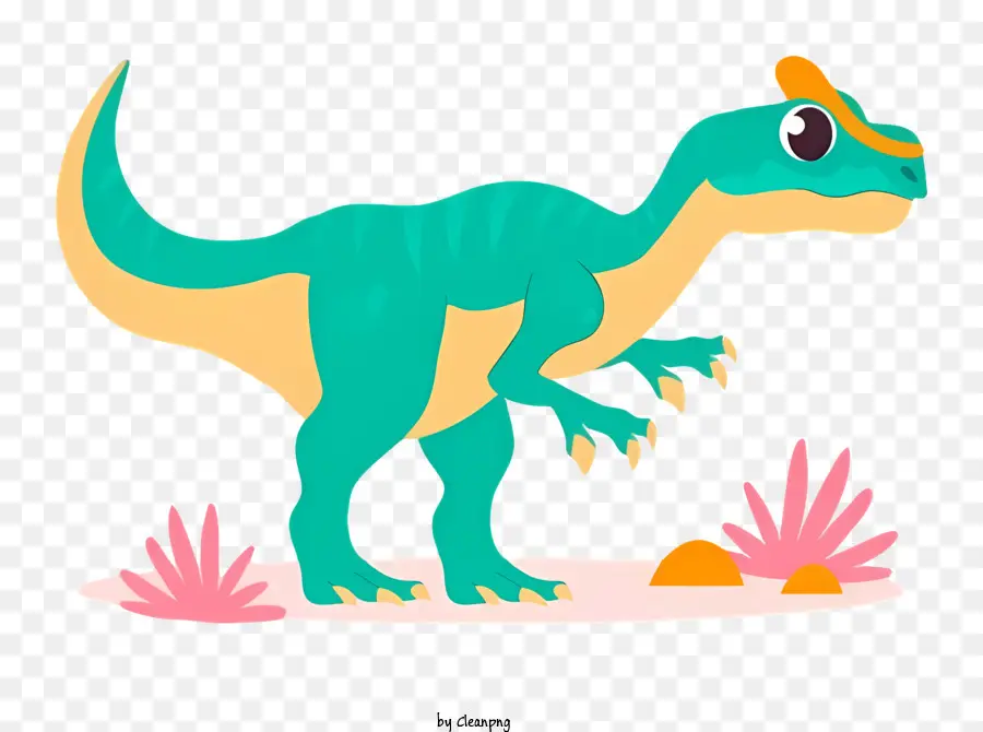 Dessin Animé Dinosaure，Palette De Couleurs Verte Et Bleue PNG