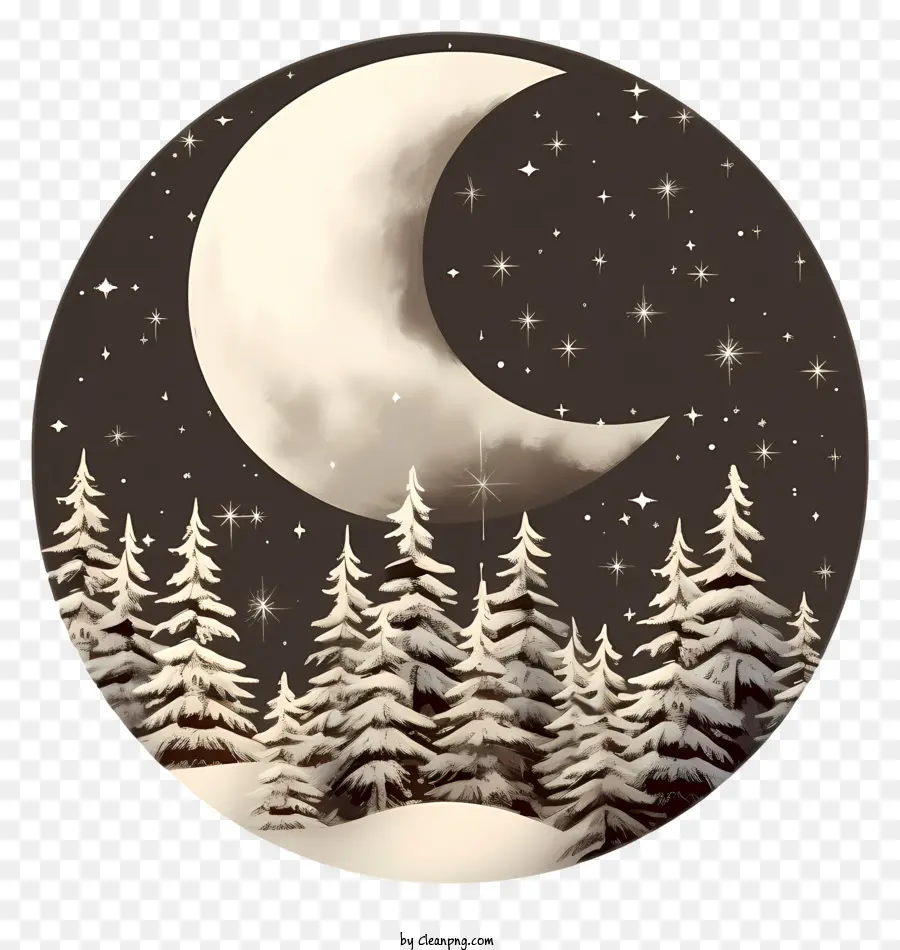 Scène D'hiver，Lune PNG