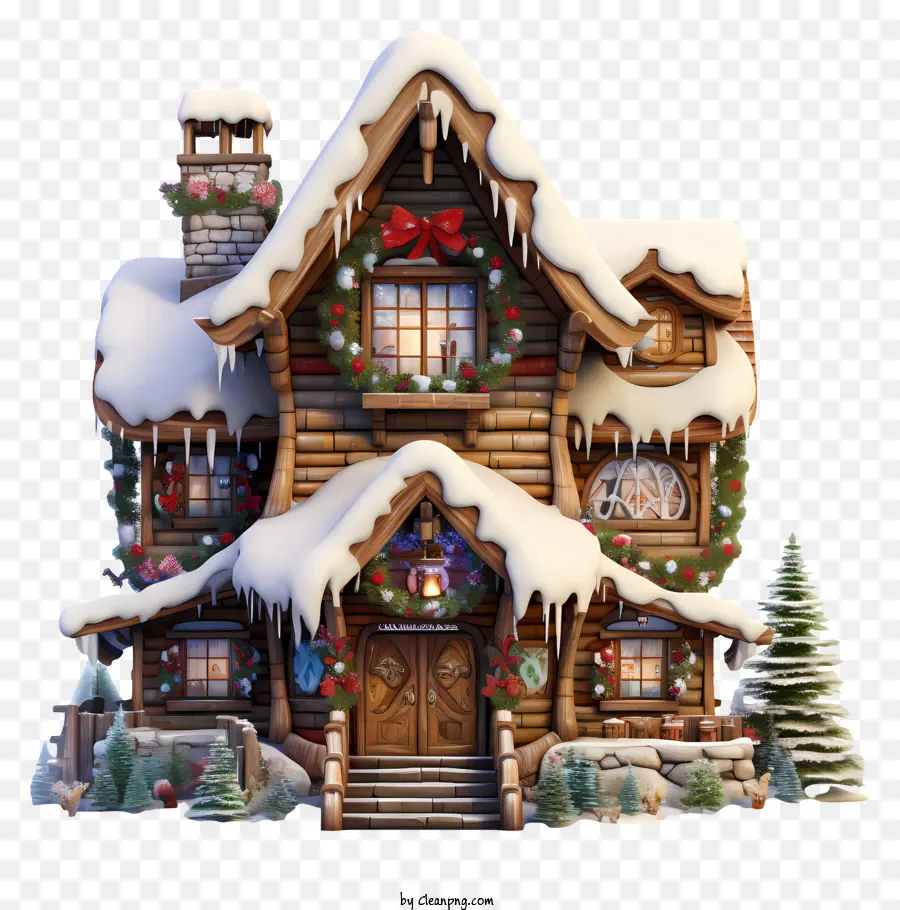 Couvert De Neige Maison，Maison En Bois PNG