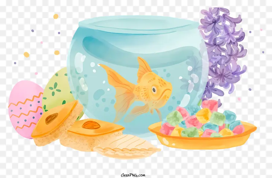 Bocal à Poisson，Poisson Rouge Dans Un Bol PNG