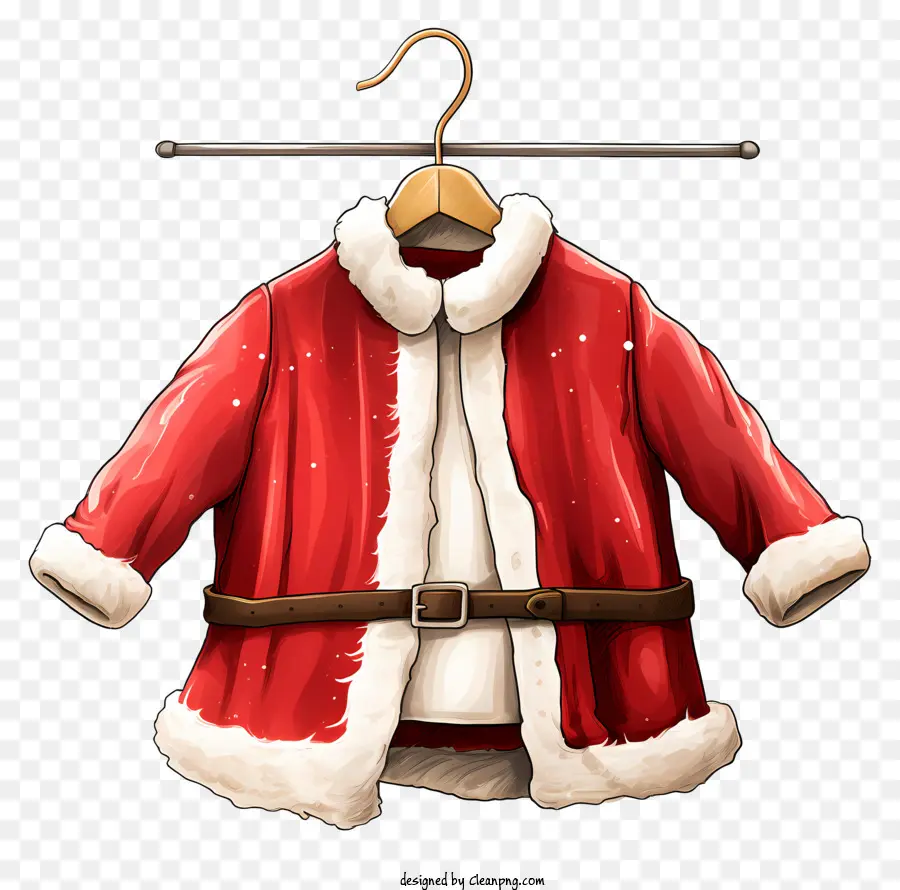 Costume De Père Noël，Cintre En Bois PNG
