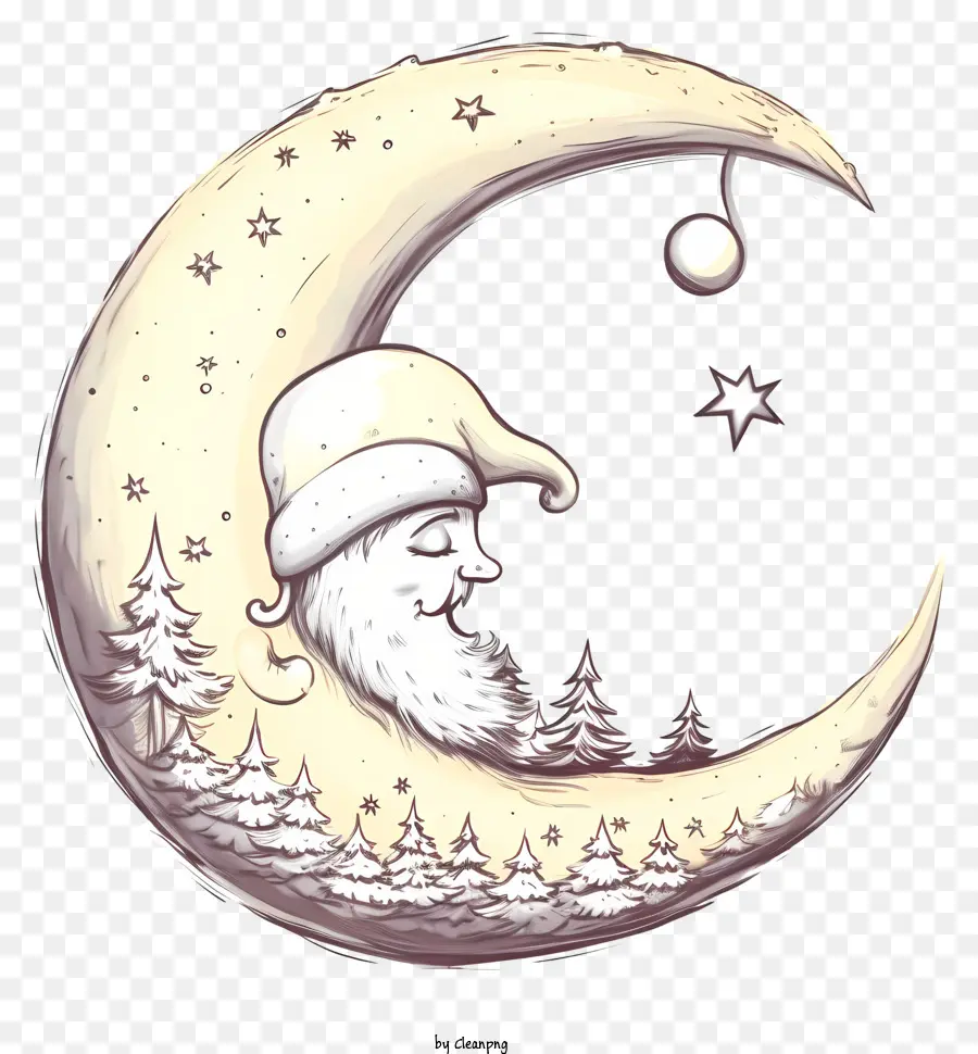 Le Père Noël，Père Noël Lune PNG