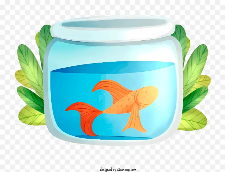 Bol En Verre Transparent，Poisson Rouge PNG