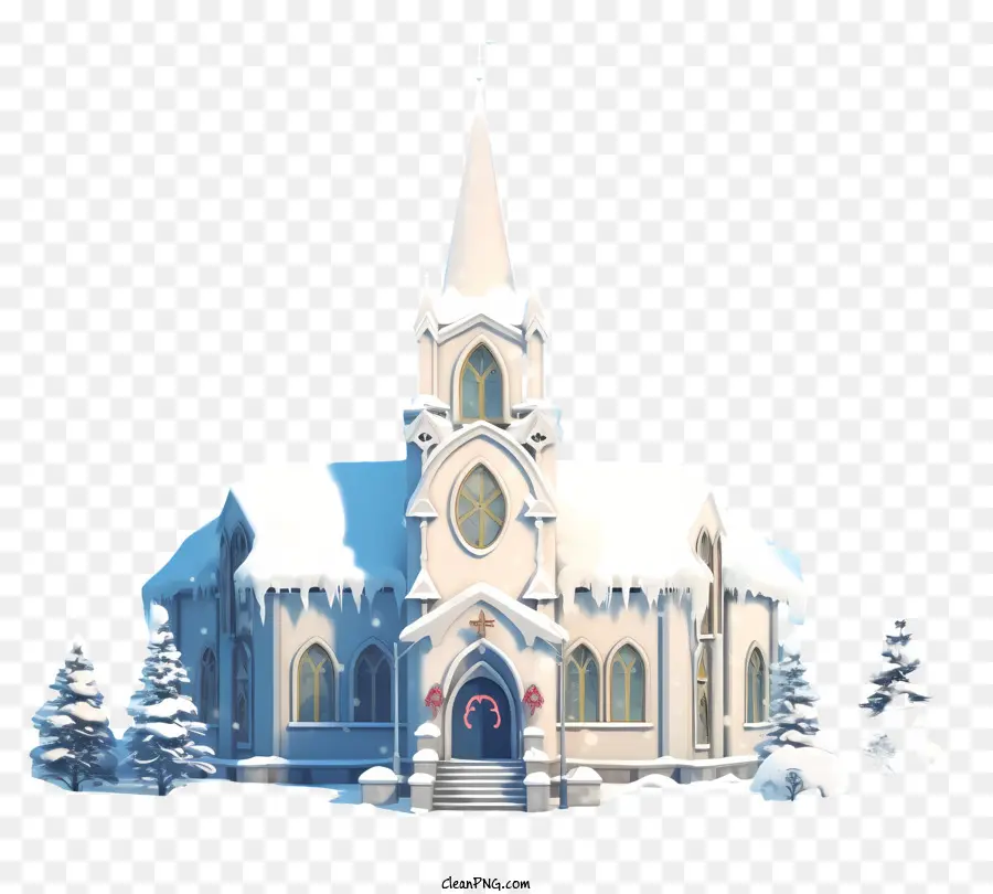 Église Sous La Neige，Église Enneigée PNG