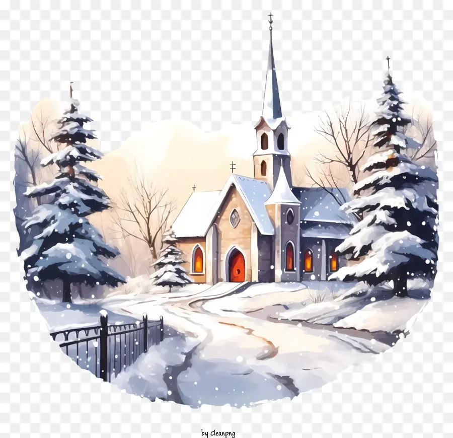 Église D'hiver，Église Enneigée PNG