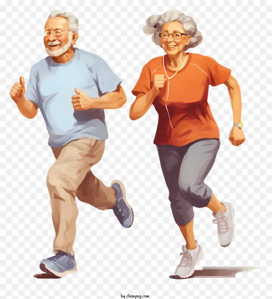 Couple De Personnes âgées En Cours D'exécution，Piste De Jogging PNG