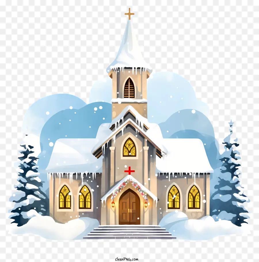 église De Neige，L'hiver De L'Église PNG