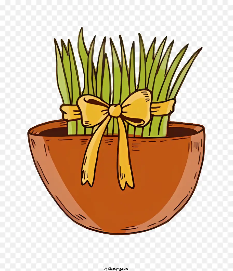 Pot En Argile，Herbe En Pot PNG