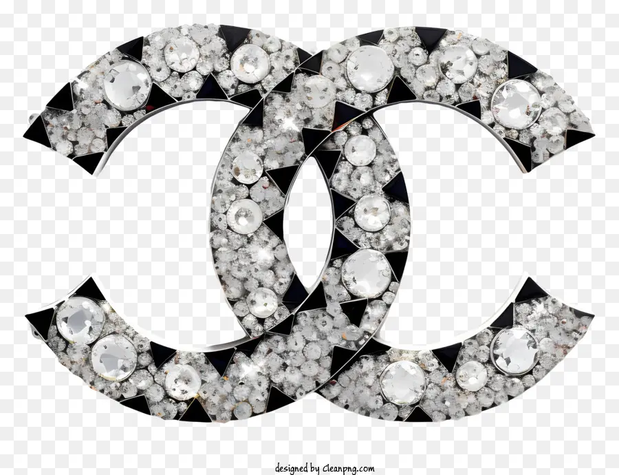 Broche Chanel，Diamants En Noir Et Blanc PNG