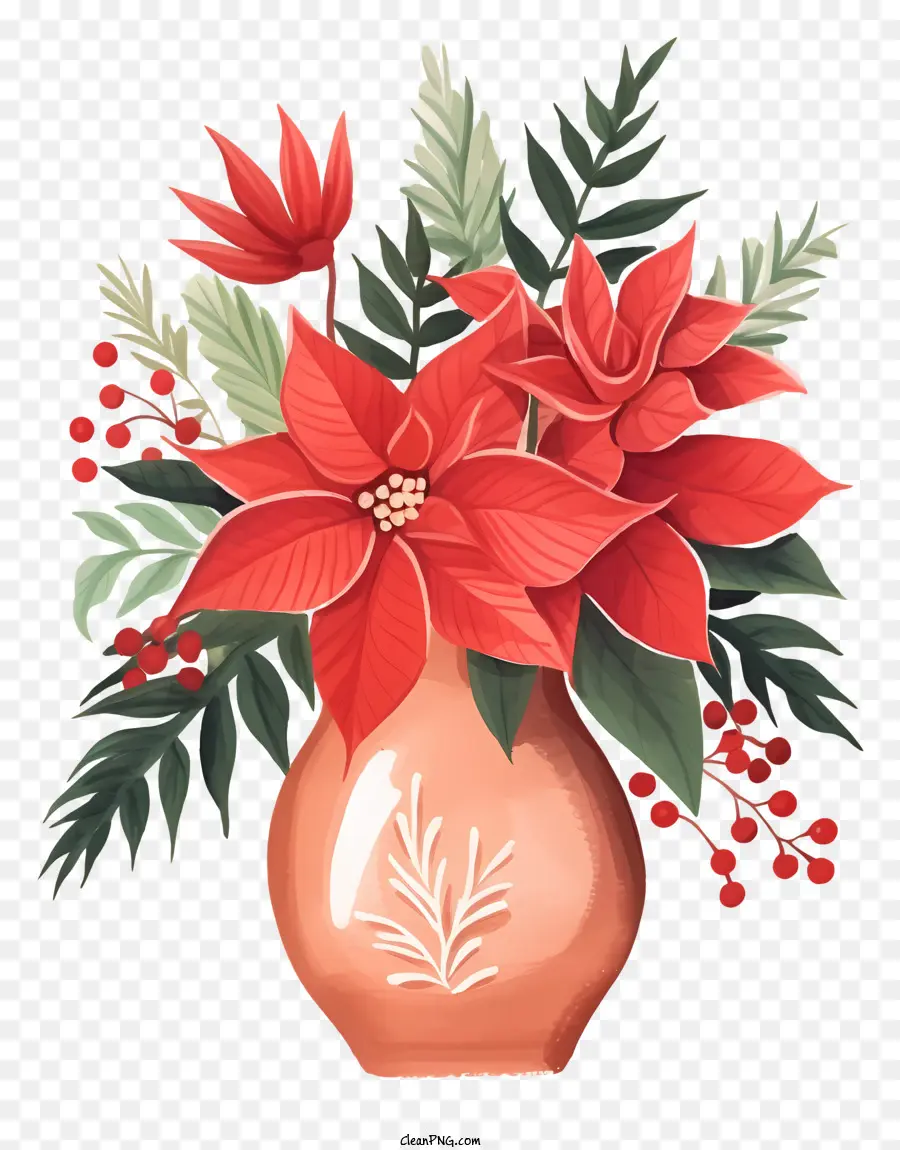 Vase，Vase Poinsettia PNG