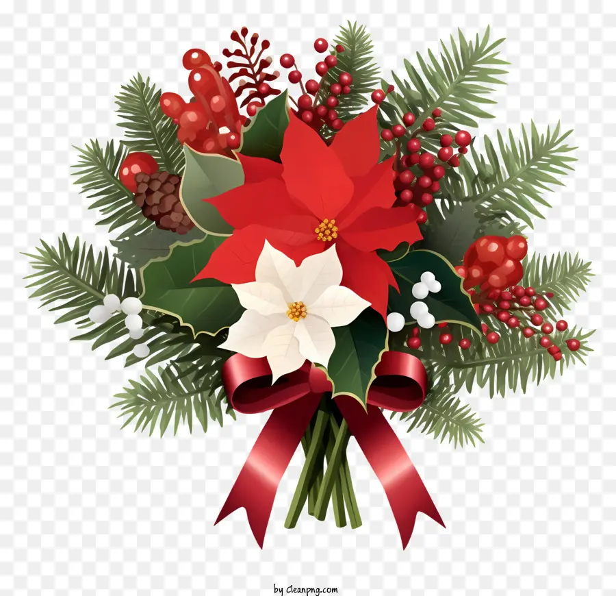 Bouquet De Noël，Poinsettias Blancs PNG