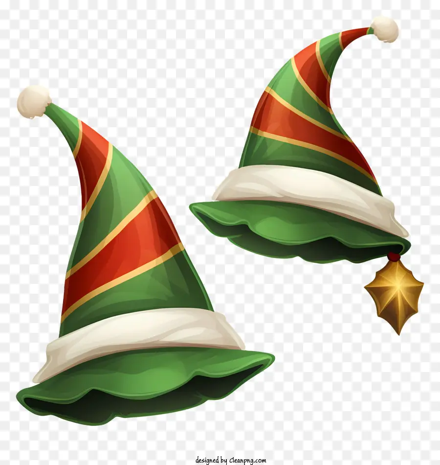 Chapeaux D'elfe De Noël，Rayures Rouges Et Vertes PNG