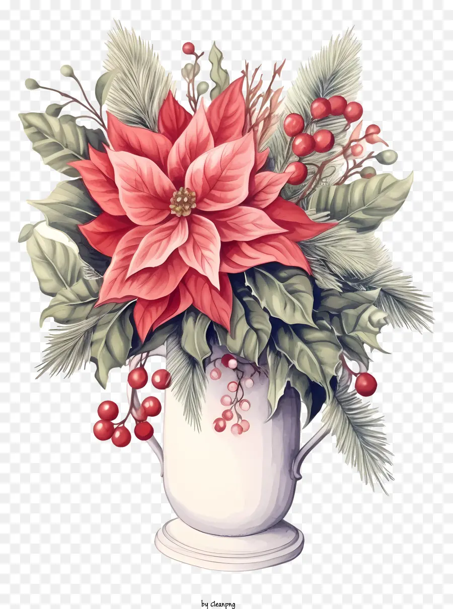 Vase，Poinsettias PNG